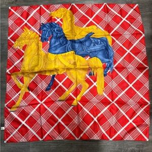 Bottega veneta Red Scarf with Horse Design